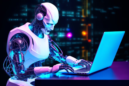 Generative AI : Ai Artificial Intelligence Internet of Things IoT concept software developer coding using mobile smart phone laptop computer on technology interface 40 industrial tの素材