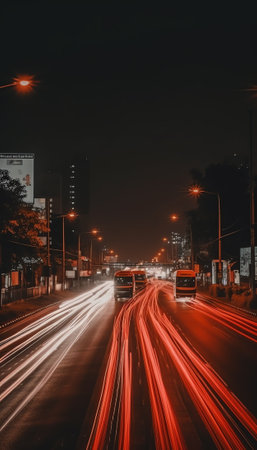 Generative AI : Blurred of cars driving on the two ways road in the city use for the backgroundの素材