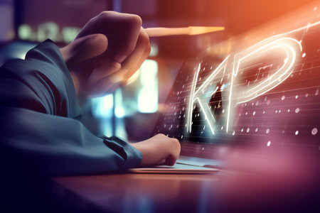 Generative AI : Business data analysis with key performance indicators KPI dashboard concept Business team data scientist working on laptop and digital tablet with digital data plaの素材