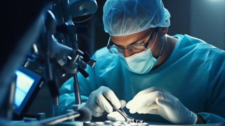 Generative AI : Close up of male doctor looking at fracture foot film xray on metallic hanger accidental health insurance conceptの素材