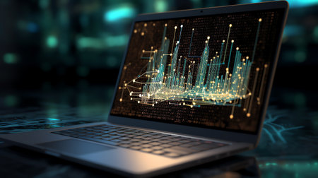 Generative AI : Internet network technology IoT digital software development computer code modern tech concept Internet network with wireless connection cloud computing computer scの素材