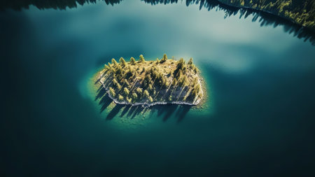 Generative AI : Aerial view of Lake Slano in National park Telascica in Croatiaの素材