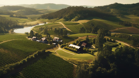 Generative AI : Aerial view of Vineyard estate Albernoa Portugalの素材