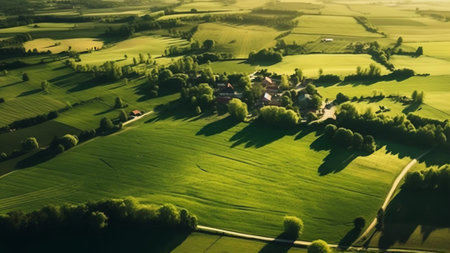 Generative AI : Aerial view of Vrhovac countryside Karlovac Croatiaの素材