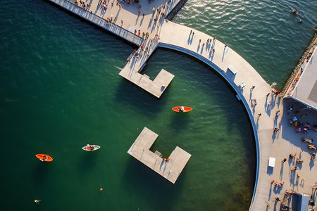 Generative AI : Aerial Top Down view of Helgoland Badeanstalt Copenhagen Denmarkの素材
