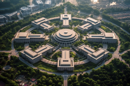 Generative AI : Aerial view of Shenzhen dormitory university in Chinaの素材