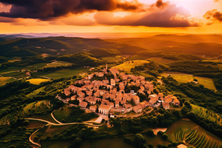 Generative AI : Aerial view of Ripacandida a small town on the hilltop near Potenza Basilicata Italyの素材
