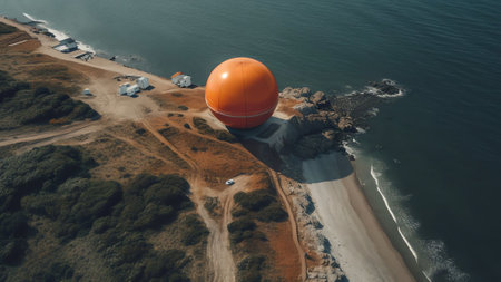 Generative AI : Aerial view of Helgoland Badeanstalt and the beach of Copenhagen Denmarkの素材