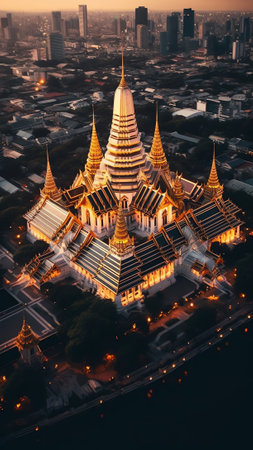 Generative AI : Bangkok Thailand 11 December 2022 Aerial view of Bangkok downtown in Thailandの素材