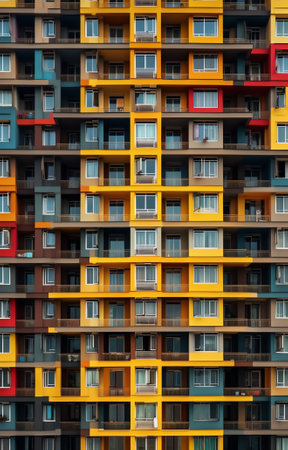 Generative AI : Aerial view of colourful Choi Hung building in Hong Kongの素材