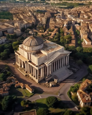 Generative AI : Aerial view of SantAndrea della Valle church in Rome downtown Lazio Italyの素材
