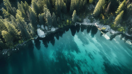 Generative AI : Aerial view of lake Eibsee in Bavaria Germanyの素材