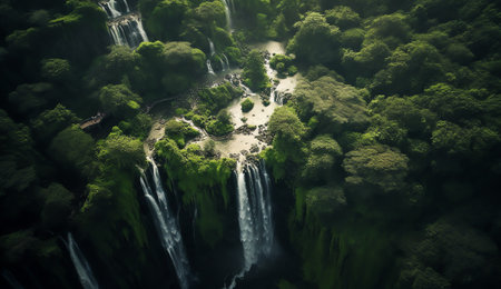 Generative AI : Aerial view of Celeste waterfall in Tenorio Volcano National Park Costa Ricaの素材