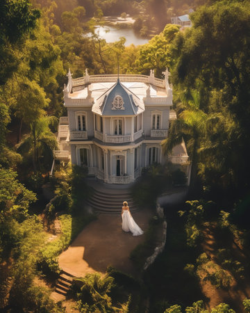 Generative AI : Aerial view of Church of the Primacy of Saint Peter along the Jordan River Sea of Galilee Israelの素材