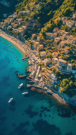 Generative AI : Aerial view of Fanari a small town along the coastline of Thracian Sea East Macedonia and Thrace Greeceの素材