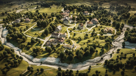 Generative AI : Aerial view of ancient ruins of The Monument Getway Tetrapylon in Aphrodisias Aydin Turkeyの素材