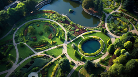 Generative AI : Aerial view of Superkilen Park Copenhagen Denmarkの素材