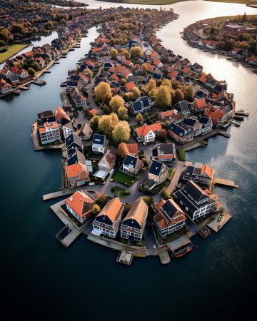 Generative AI : Abstract aerial view of Terschelling in the Netherlandsの素材