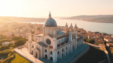 Generative AI : Aerial view of SantAndrea della Valle church in Rome downtown Lazio Italyの素材