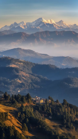 Generative AI : Aerial view of Mount Terminio peak with snow in wintertime Serino Avellino Irpinia Campania Italyの素材