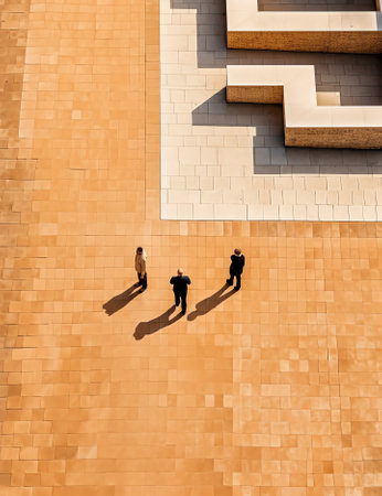 Generative AI : March 24 2017 Aerial view of people standing in front of the city hall in Hull United Kingdomの素材