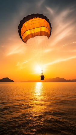 Generative AI : Paramotor flying in Sahilkoy shoreline on the Black Sea coast at the Asian side of Istanbul Turkeyの素材