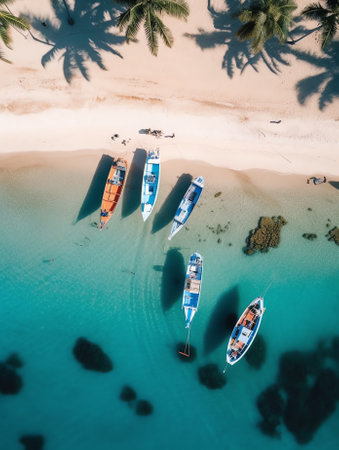 Generative AI : Aerial view of Eagle Beach in Arubaの素材