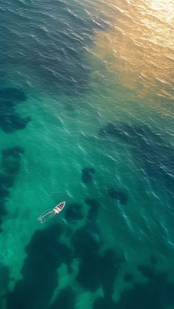 Generative AI : Aerial view of beautiful clear sea waterの素材