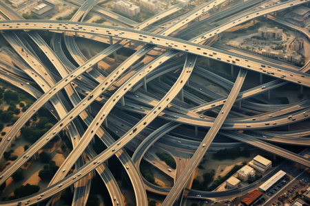 Generative AI : Aerial view of highway in Dubai UAEの素材
