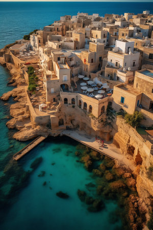 Generative AI : Aerial view of Ortigia island in Syracuse Sicily Italyの素材