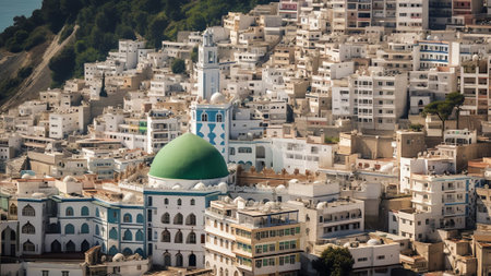 Generative AI : Aerial view of Salerno downtown along the coast Campania Italyの素材