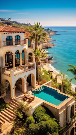 Generative AI : Aerial view of a luxury resort along the coast Cabo San Lucas Baja California Mexicoの素材