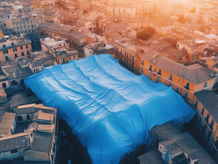 Generative AI : Aerial view of Bologna downtown Emilia Romagna Italyの素材