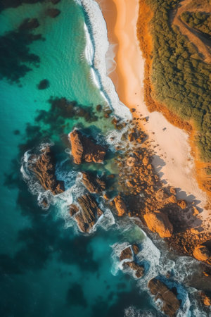 Generative AI : Aerial view of Little Beach Nanarup Western Australia Australiaの素材