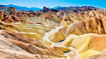Generative AI : Aerial view of rock formations at Zabriskie point Death Valley United Statesの素材
