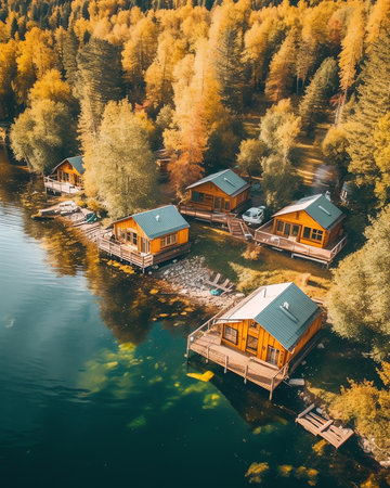 Generative AI : Aerial view of huts on Sahilkoy shore on the Black Sea coast at the Asian side of Istanbul Turkeyの素材