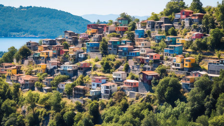 Generative AI : Aerial view of Avellino a small town in Irpinia Campania Italiaの素材