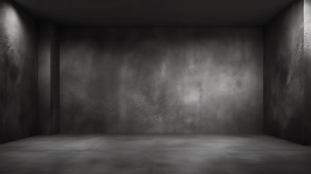 Generative AI : Abstract dark concrete room with spotlighting from right side dark texture backgroundの素材