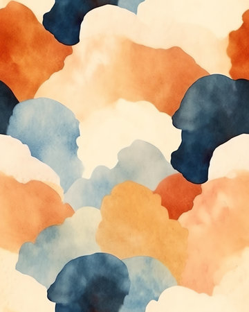 Generative AI : The watercolor background combines the graphic design of a bluebeigetoned sky or cloudの素材