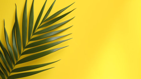 Generative AI : blurred shadow from leaves on yellow plastered wall for horizontal backgroundの素材