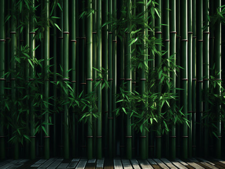 Generative AI : Green bamboo fence texture background bamboo texture panoramaの素材