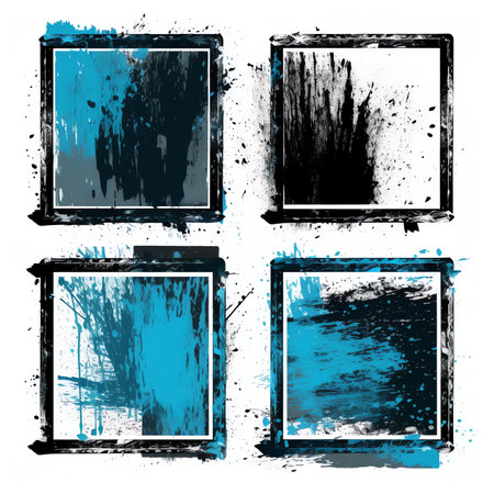 Generative AI : Vector paintbrush set brush strokes templates Grunge design elements for social media Rectangle text boxes or speech bubbles Dirty distress texture banners for sociの素材