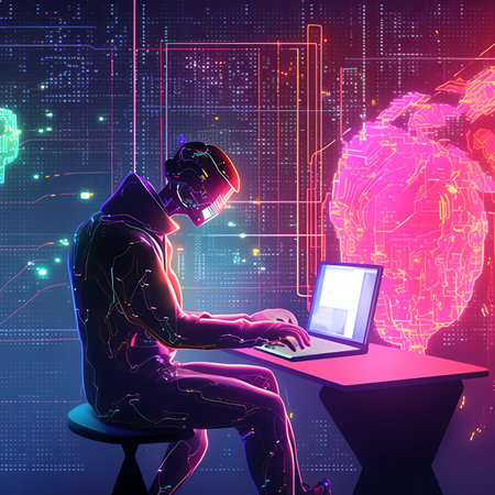 Generative AI : AI Artificial Intelligence digital software development Big data Internet of Things IoT concept Man programmer software engineer using mobile smartphone with computの素材