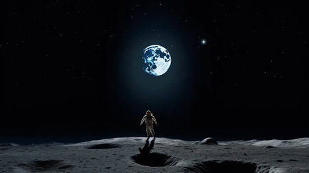 Generative AI : An astronaut explores the moon Elements of this image furnishing NASA High quality photoの素材
