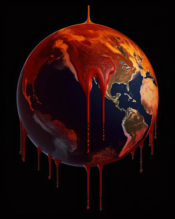 Generative AI : Earth in drop shape from on two handElements of this image furnished by NASA United Nations Climate Change ConferenceWorld Day for Waterの素材