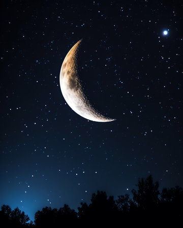 Generative AI : Astrophotography Night Sky Stars Moonの素材