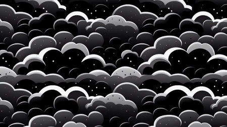 Generative AI : Black grey Sky with white cloud and clear abstract Blackdrop for wallpaper backdrop backgroundの素材