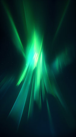 Generative AI : Beautiful blue and green Northern light abstract natural background magic paranormal light in the night starry sky beautiful nature of Icelandの素材