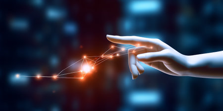 Generative AI : 5g and futuristic technology conceptSilhouette a woman use hand holding worldsocial media networkingcryptocurrencyIoT and blockchain on sunset backgroundsElements oの素材