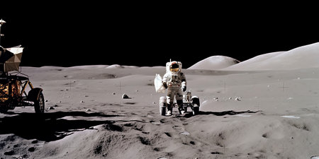 Generative AI : Apollo 15 Mission Image View of the Apollo Lunar Surface Experiments Package ALSEP Elements of this image were furnished by NASAの素材